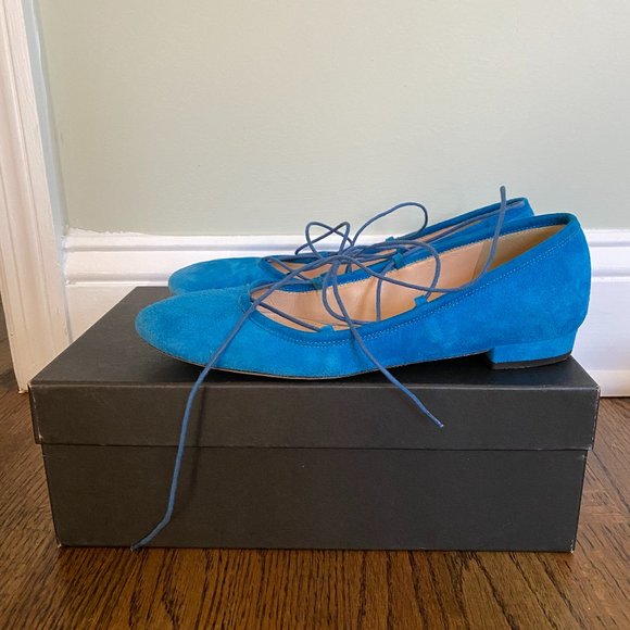 J.Crew Lace Up Ballet Flats - Blue - Picture 1 of 3